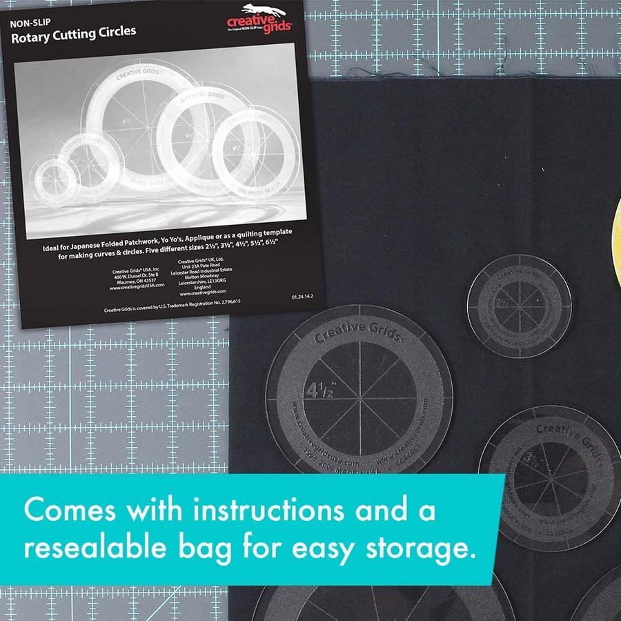 Creative Grids Quilting Ruler Circles (5 Discs with Grips)