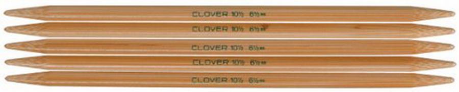 Clover Takumi bamboo 7-inch double-point knitting needles, natural wood, set of six