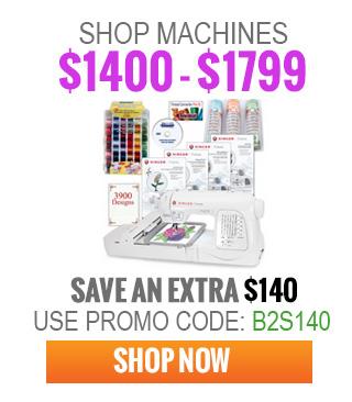 Sewing machine with promotional text