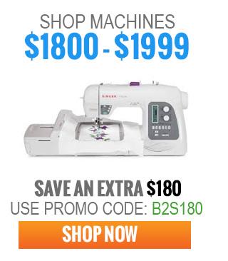 Sewing machine with promotional text