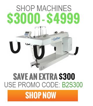 Quilter Quilting machine with promotional text