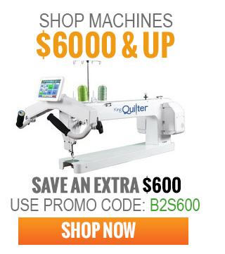 Quilter Quilting machine with promotional text