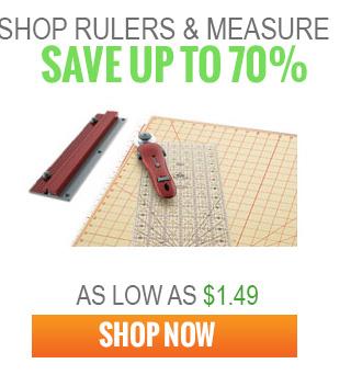Promotional banner for rulers with a discount offer on a grid background