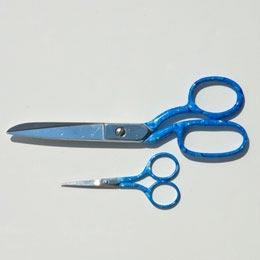 Beautiful Scissors Set - 8" Dressmaker & 4" Embroidery Scissors (Blue Speckled Pattern)