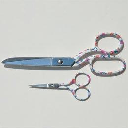 Beautiful Scissors Set - 8" Dressmaker & 4" Embroidery Scissors (Pink Floral Pattern)
