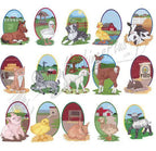 Dakota Collectibles Baby Farm Animals embroidery designs set 970217; multiple animal scenes in oval frames