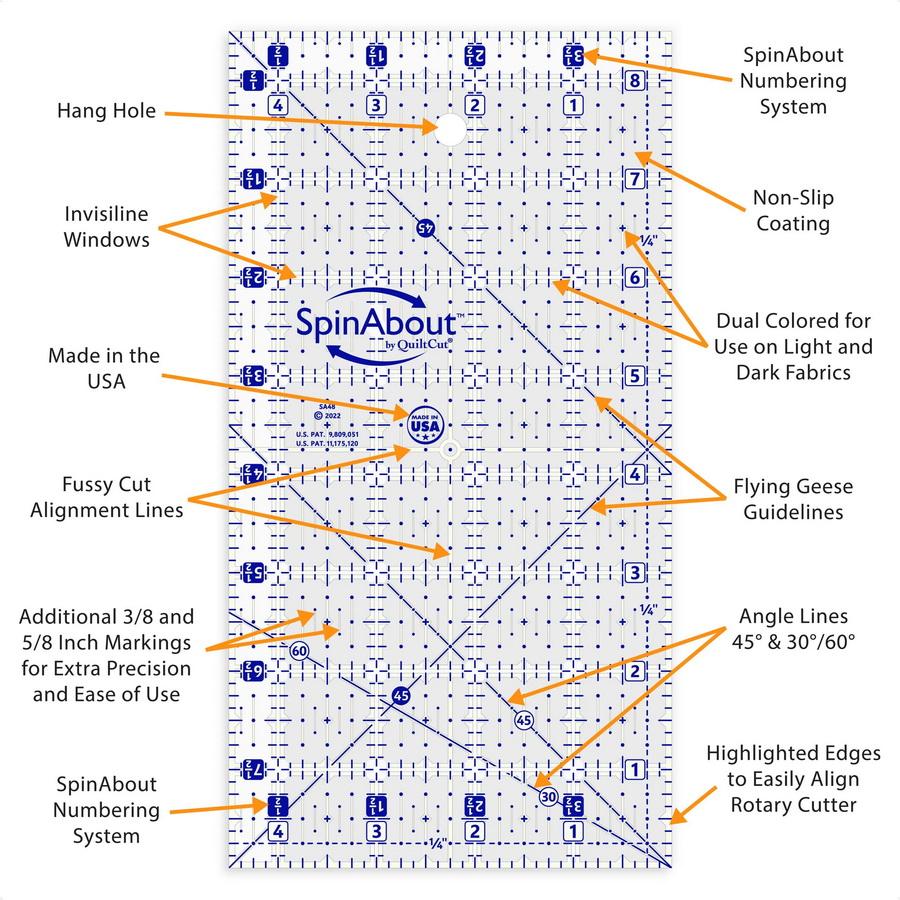 SpinAbout 4.5 in x 8.5 in Rectangle Ruler - Sewingmachinesplus.com