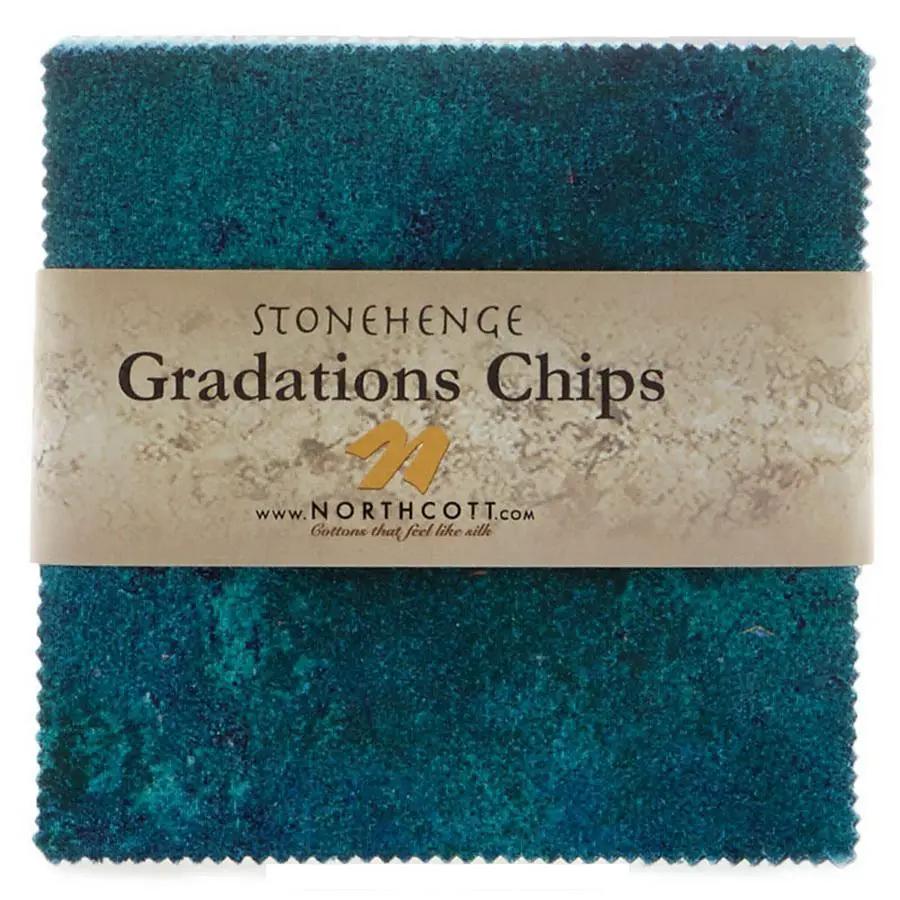 Stonehenge Gradations Brights Lagoon Chips - 5 inch Squares 42 Pieces - Sewingmachinesplus.com