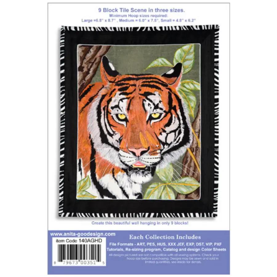 Anita Goodesign Tiger Tile Scene 140AGHD - Sewingmachinesplus.com