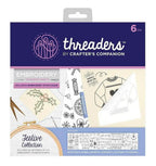 Threaders Embroidery Transfer Sheets – Festive, six 8x8in sheets in purple packaging
