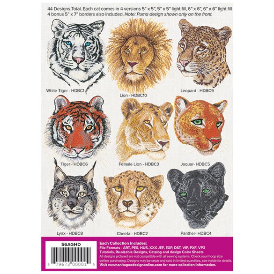 Anita Goodesign Big Cats (44 Designs) - Sewingmachinesplus.com