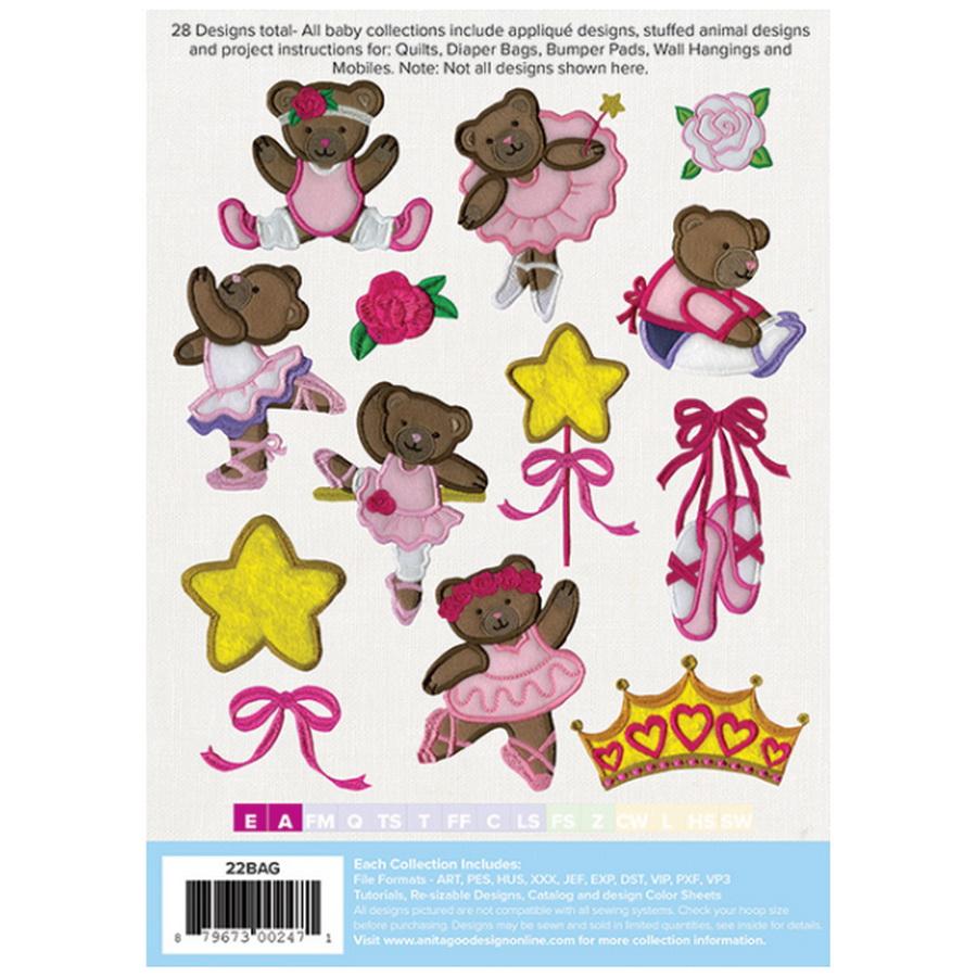 Anita Goodesign Baby Ballerina Bears (28 Designs) - Sewingmachinesplus.com