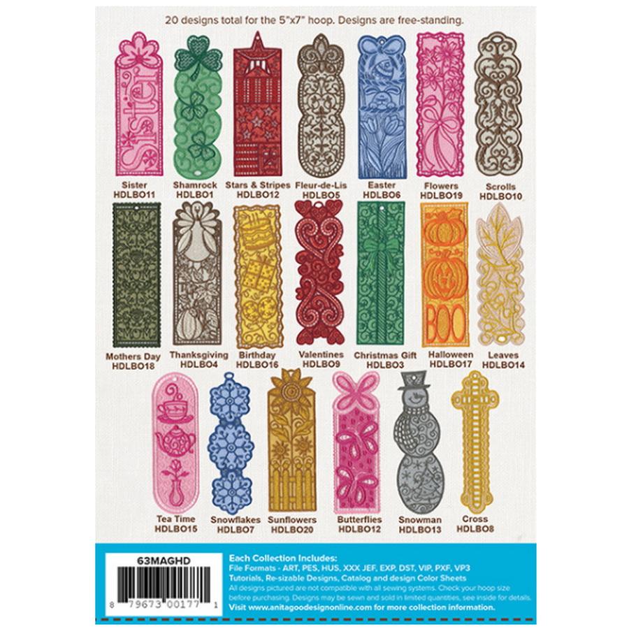 Anita Goodesign Lace Bookmarks (20 Designs) - Sewingmachinesplus.com