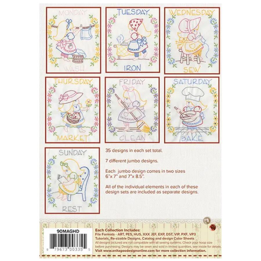 Anita Goodesign Days of the Week Chores Mini Collection (35 Designs) - Sewingmachinesplus.com
