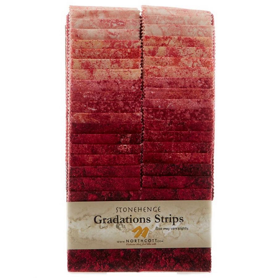 Stonehenge Gradations Brights Hibiscus - 2.5 inch wide Strips 40 Pieces - Sewingmachinesplus.com