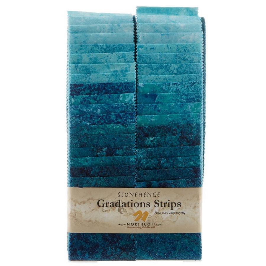 Stonehenge Gradations Brights Lagoon - 2.5 inch wide Strips 40 Pieces