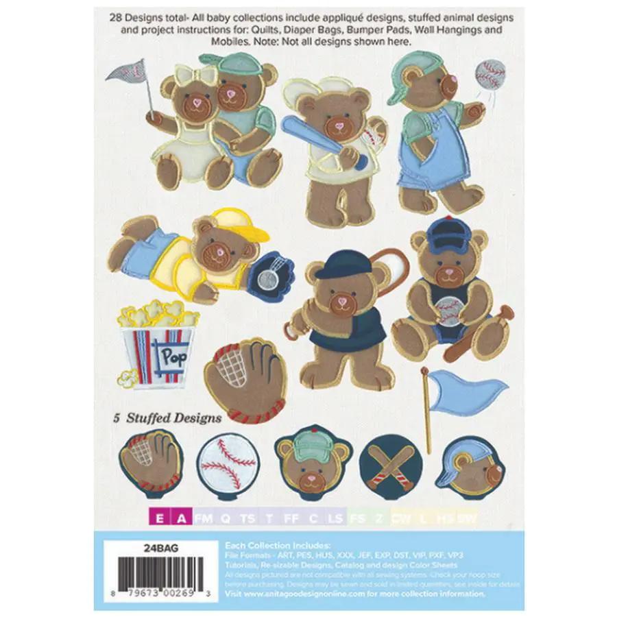 Anita Goodesign Baby Baseball Bears 24BAG - Sewingmachinesplus.com