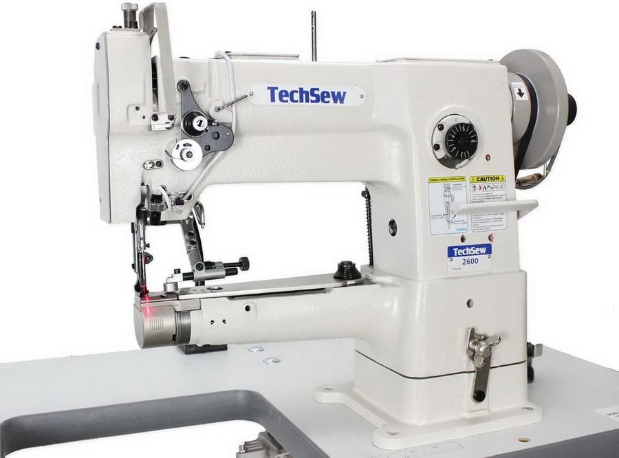 Techsew 2600 Pro Narrow Cylinder Large Bobbin Compound Feed Industrial Sewing Machine with Assembled Table and Motor - Sewingmachinesplus.com