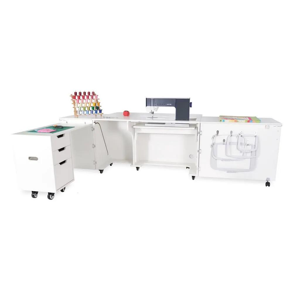 Kangaroo Sewing Furniture Outback XL Hydraulic Lift Sewing Cabinet (Available in Teak, White or Gray) - Sewingmachinesplus.com