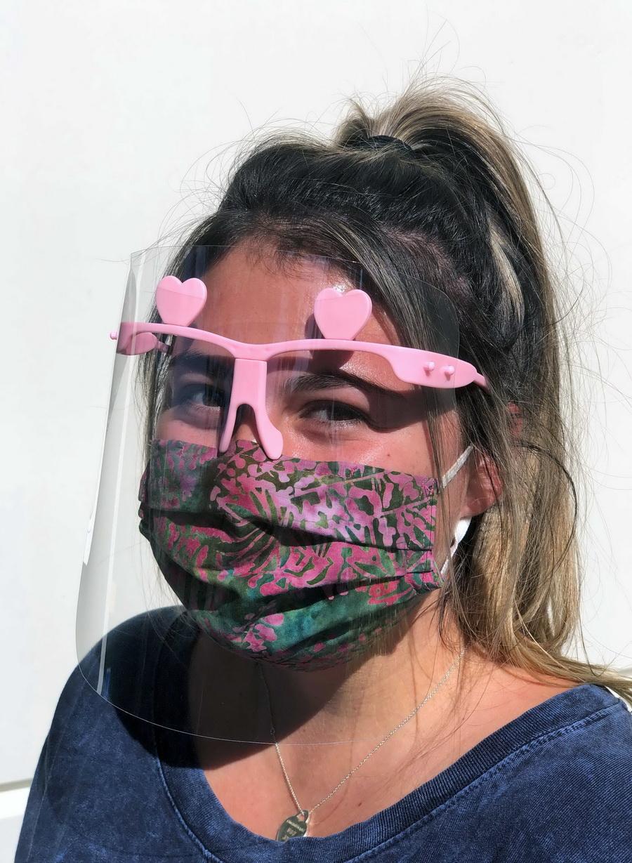 High Quality Face Shield in White or Pink - 10 Pack (FREE 4oz. Bottle of Hand Sanitizer Included) - Sewingmachinesplus.com