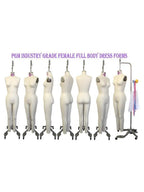 Dress forms: PGM Pro female full-body, industry-grade, eight white mannequins on wheeled stands.