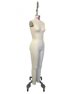 Dress form PGM-Pro 605A, white full-body female/junior, collapsible shoulders, on wheeled stand.