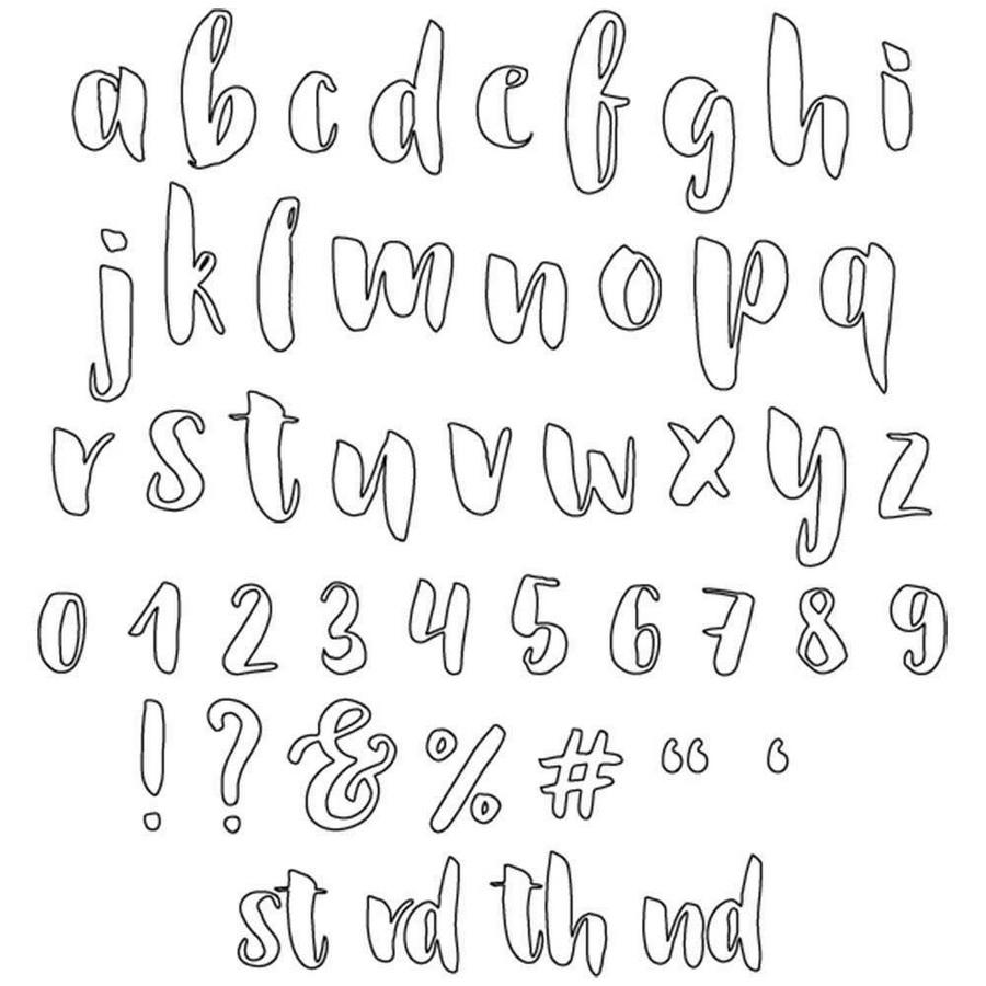 Threaders embroidery transfer sheets featuring lowercase alphabet letters, numbers and symbols on white background
