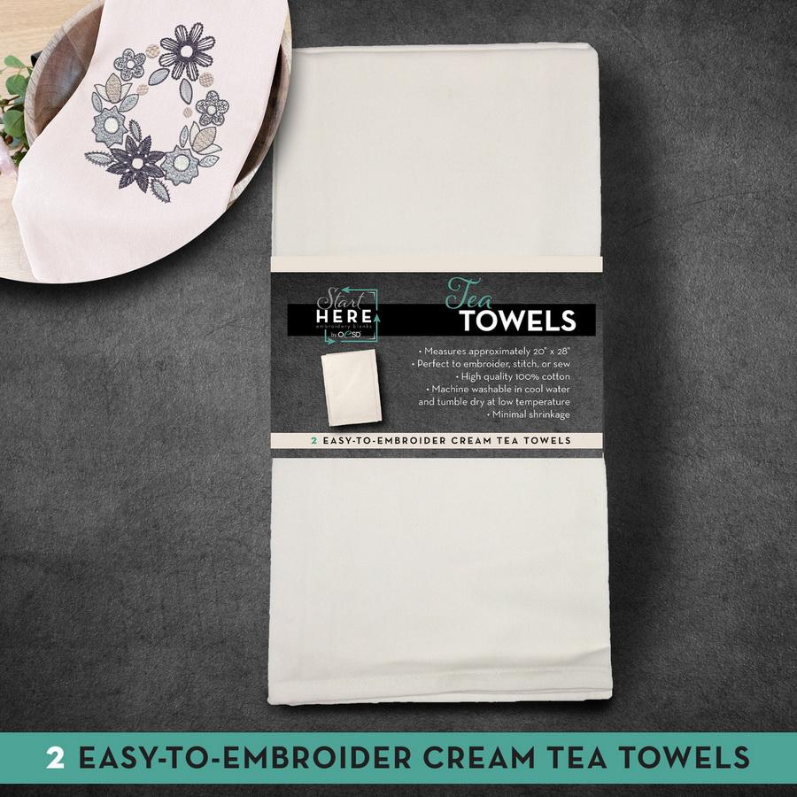OESD Tea Towel Cream 20" x 28" - 2 Pack - Sewingmachinesplus.com