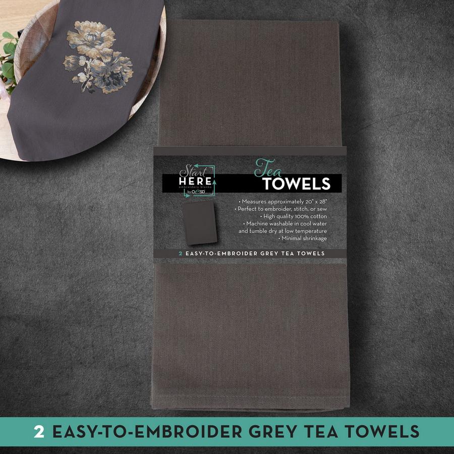 OESD Tea Towel Gray 20" x 28" - 2 Pack - Sewingmachinesplus.com