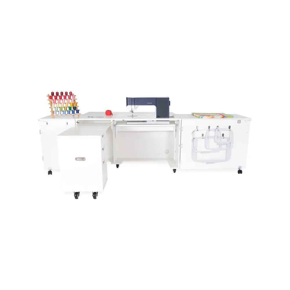 Kangaroo Sewing Furniture Outback XL Hydraulic Lift Sewing Cabinet (Available in Teak, White or Gray) - Sewingmachinesplus.com