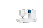 Bernette B57 sewing machine by Bernina, white with blue touchscreen display.