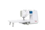 Bernette B57 sewing machine by Bernina, white with extension table and touchscreen display.