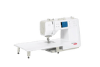 Bernette B57 sewing machine on white extension table with touchscreen display, Bernina brand