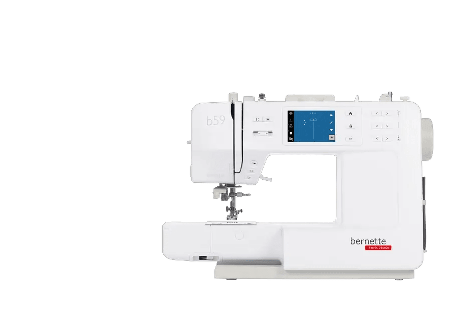 Bernette B59 sewing and embroidery machine in white with touchscreen display