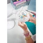Daylight Halo LED Table Magnifier U25200, white circular magnifying lamp with LED halo ring