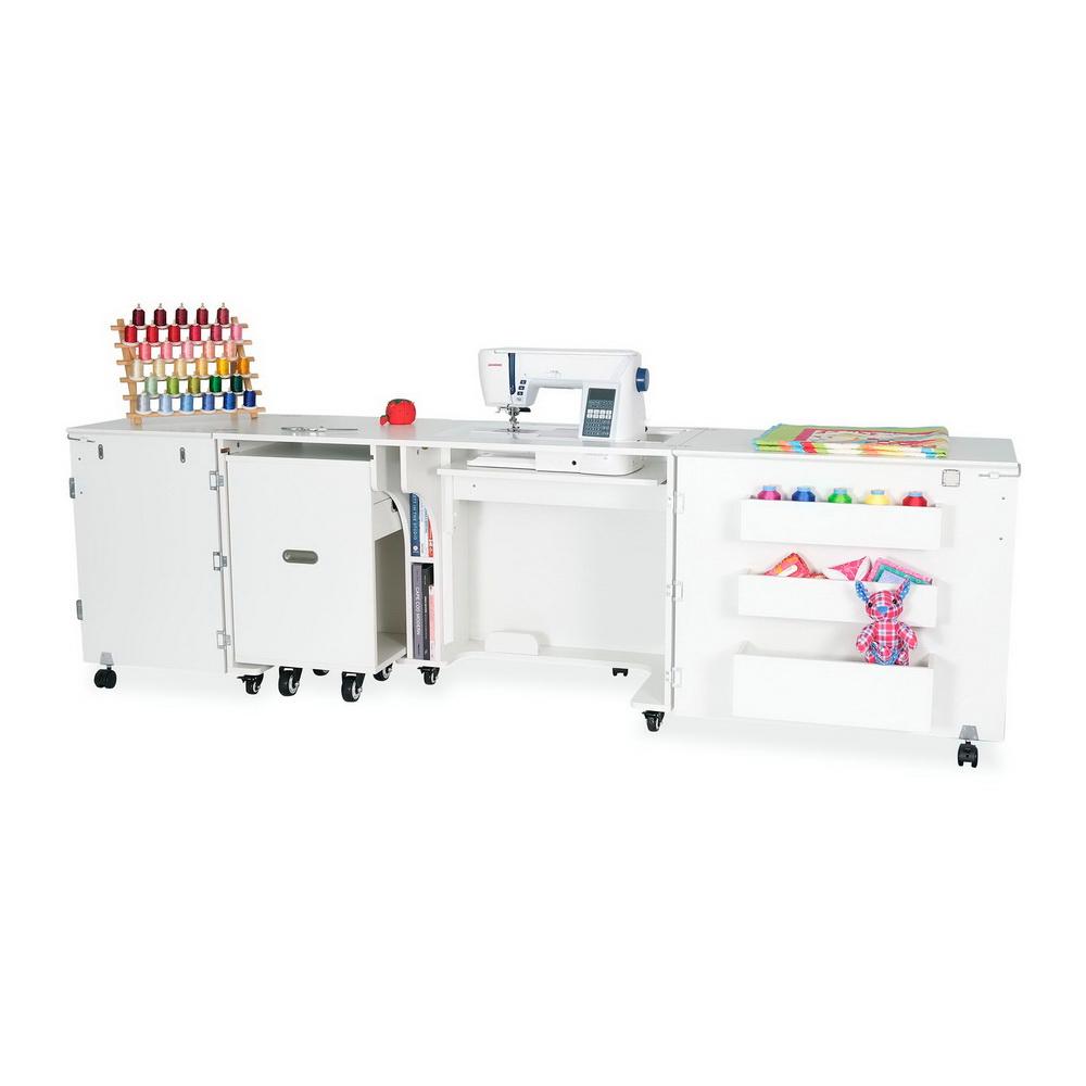 Kangaroo Sewing Furniture Aussie Studio and Dingo II WHITE Sewing Cabinets with Air Lift (AS-WHT)