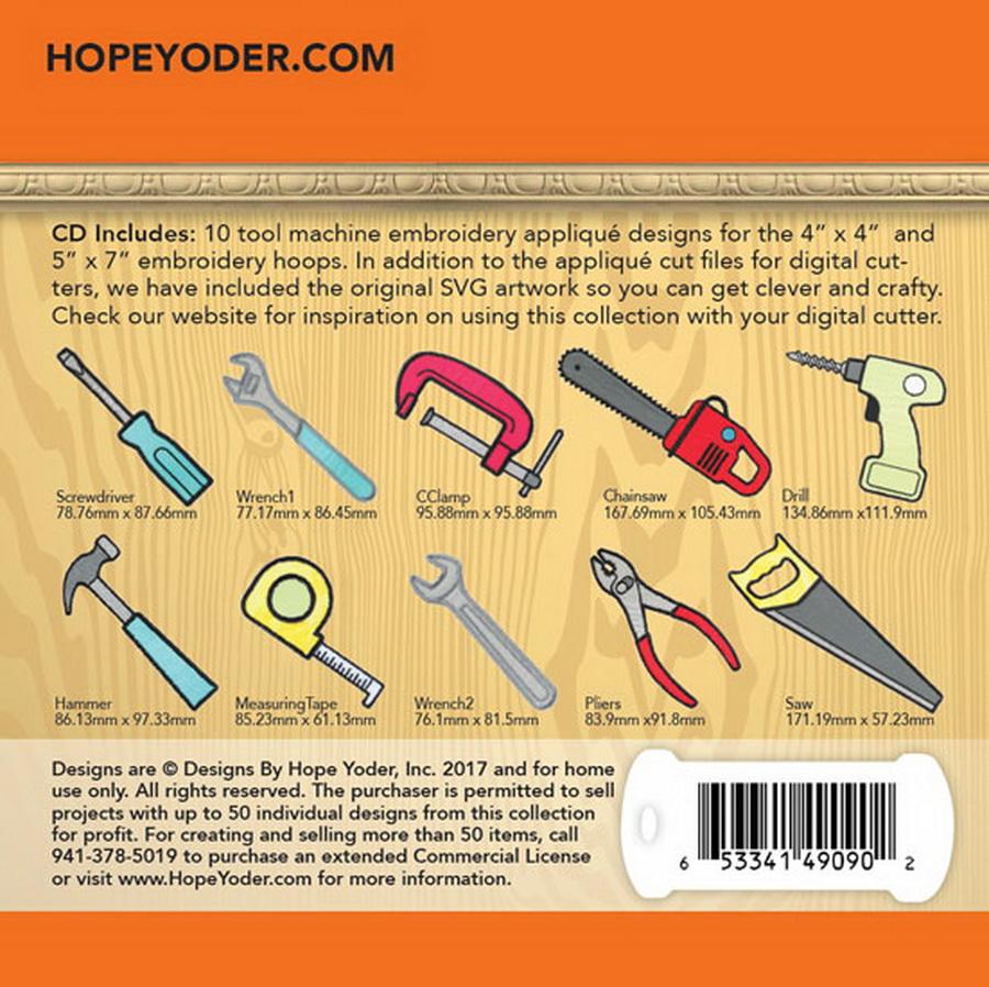 Tool Time Applique Embroidery CD w/SVG - Designs by Hope Yoder