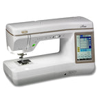 Baby Lock Aria sewing machine with touchscreen display, white with beige trim.