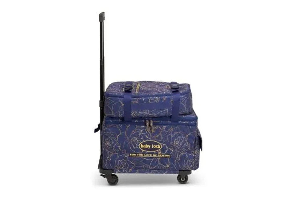 Baby Lock Large Machine Trolley Set Limited Edition Blue trolley with Gold Rose Pattern - Sewingmachinesplus.com