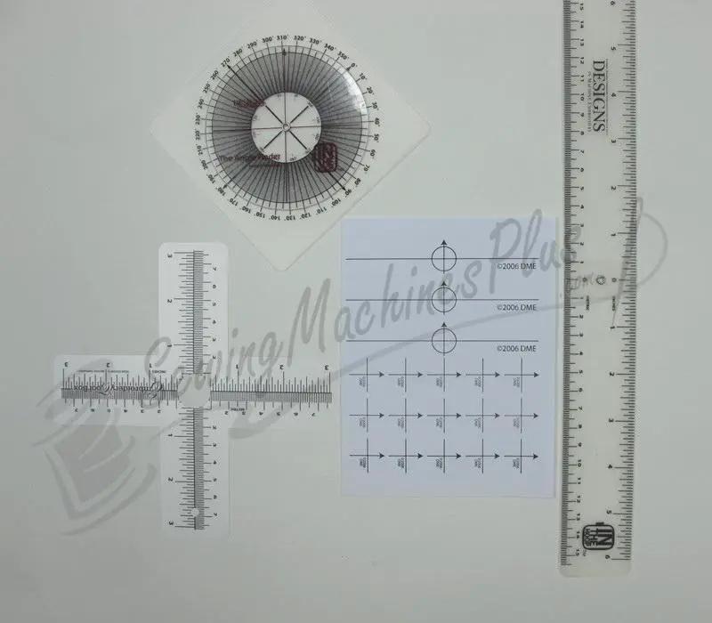 DIME embroidery tools set with protractor, rulers and templates