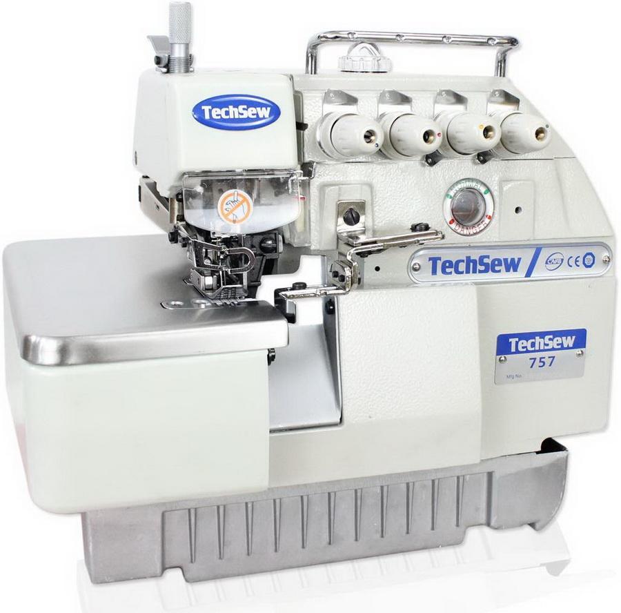 TechSew 757 5 - Thread Serger Overlock Industrial Sewing Machine, with Assembled Submerged Table & Servo Motor - Sewingmachinesplus.com