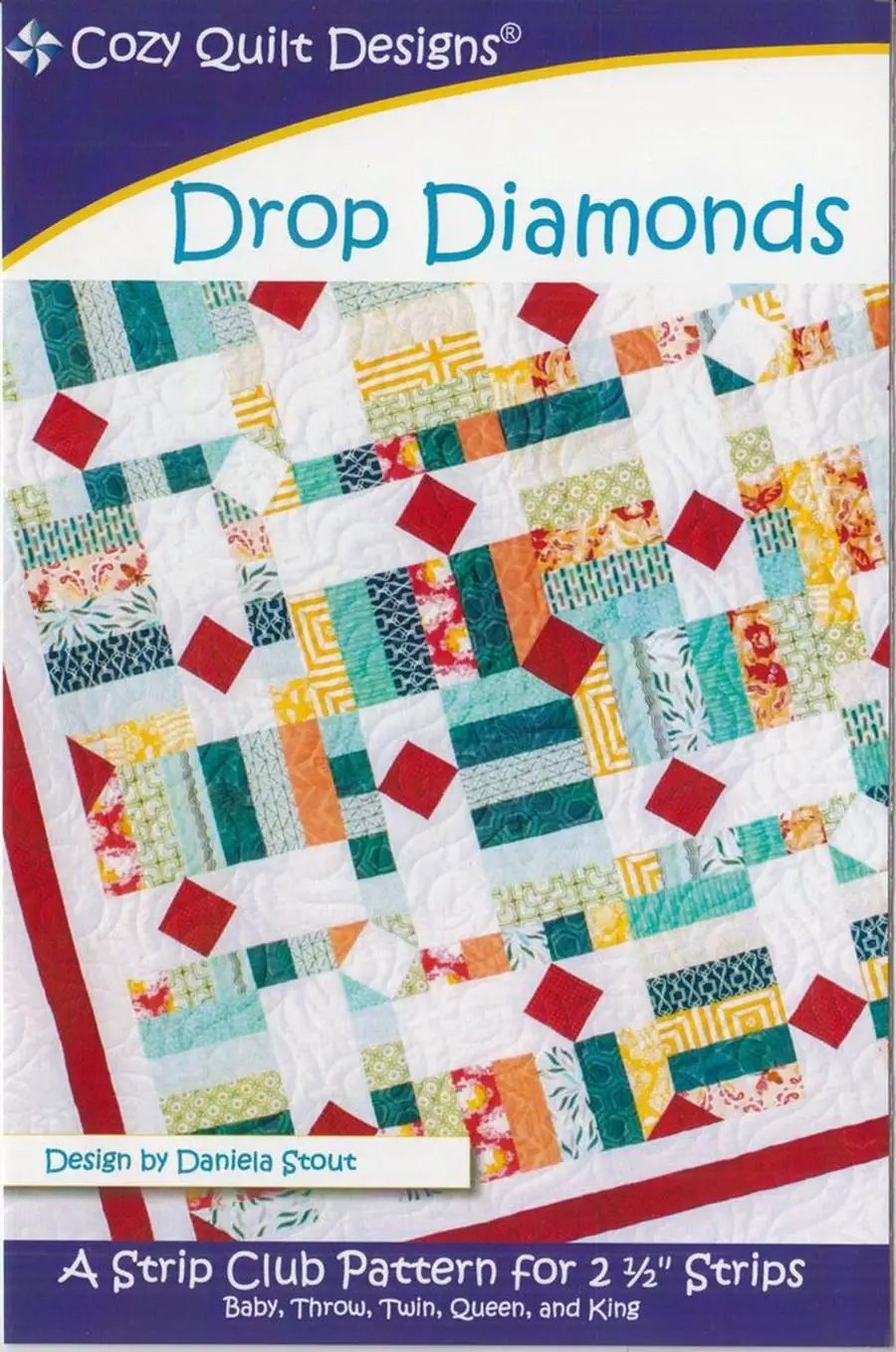 Fabric kit: Cozy Quilt Designs Drop Diamonds quilt fabric with multicolor strips