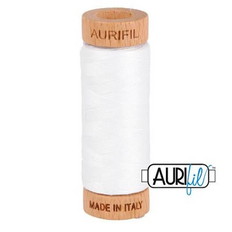 Aurifil Cotton Mako Thread 80wt 280m WHITE - Sewingmachinesplus.com