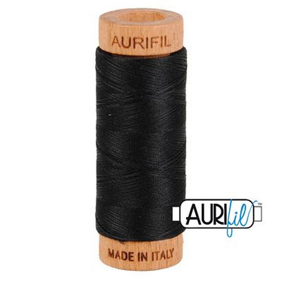 Aurifil Cotton Mako Thread 80wt 280m BLACK - Sewingmachinesplus.com
