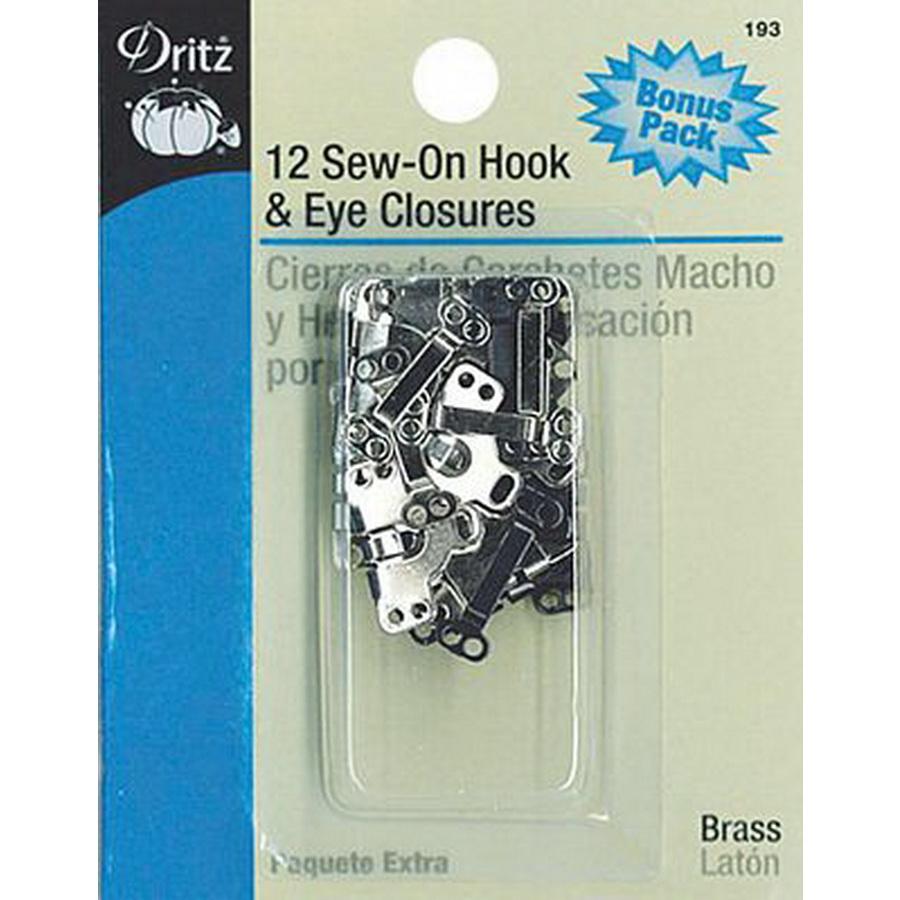 Hook & Eye Closures Brass 12ct BOX06 - Sewingmachinesplus.com
