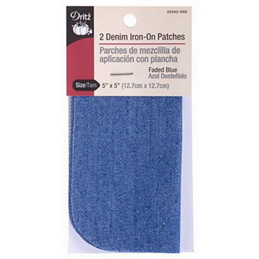 Dritz Denim Iron - On Patch Faded Blue (Box of 6) - Sewingmachinesplus.com