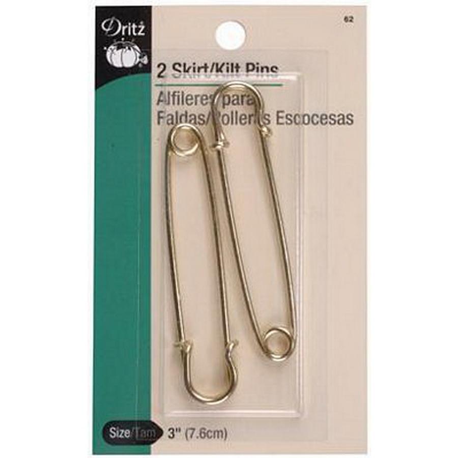 Dritz Skirt/Kilt Pins Brass 3in 2ct (Box of 3) - Sewingmachinesplus.com