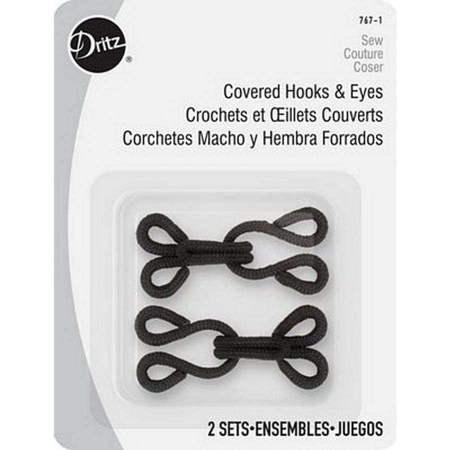 Dritz Covered Hook & Eye Blk 2ct 3/b (Box of 3) - Sewingmachinesplus.com