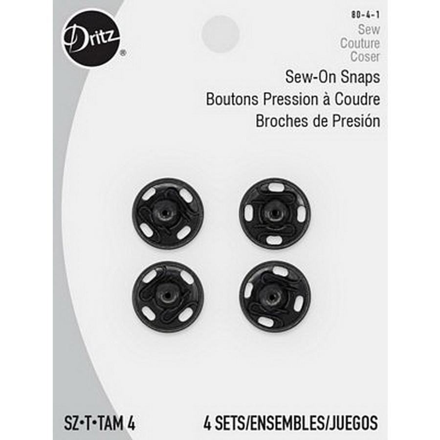 Sew - on Snaps - Black 4ct. sz.4 BOX06 - Sewingmachinesplus.com