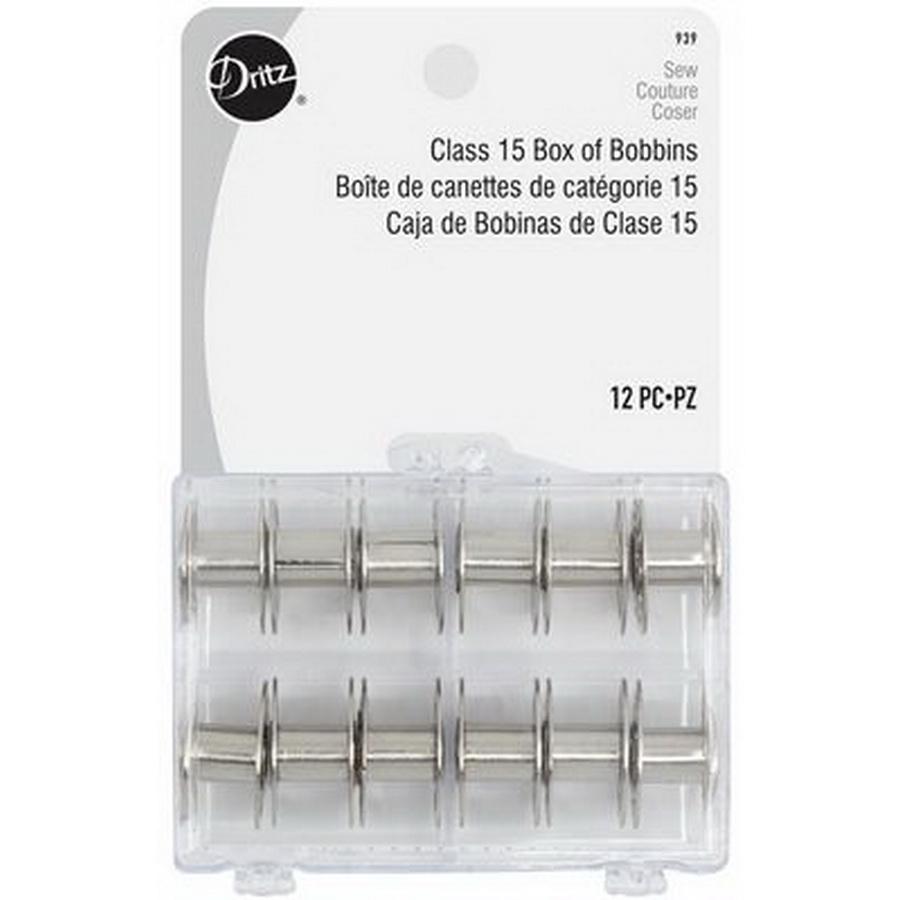 Dritz Bobbins Class 15 Metal 12pc - Sewingmachinesplus.com
